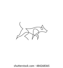 One line dog design silhouette. Hand drawn minimalism style vector illustration