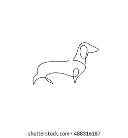 One line dog design silhouette. Dachshund. Hand drawn minimalism style vector illustration