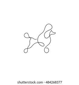 One line dog poodle design silhouette. Hand drawn minimalism style vector illustration