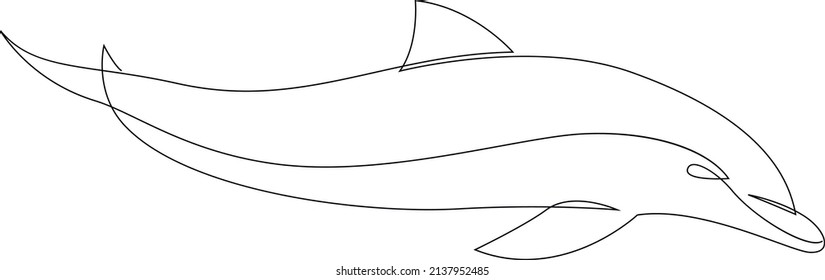 One line dolphin design silhouette. Hand drawn minimalism style vector illustration.