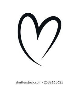 One line doodle black heart isolated on white background. Vector illustration