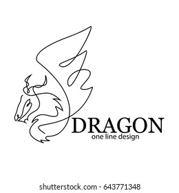 One line dragon design silhouette.Hand drawn minimalism style vector illustration