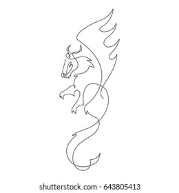 One line dragon design silhouette.Hand drawn minimalism style vector illustration