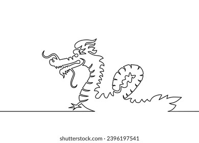 One line dragon hand drawn vector illustration. Chinese Dragon New Year. Mythological creatures. Zodiac sign.