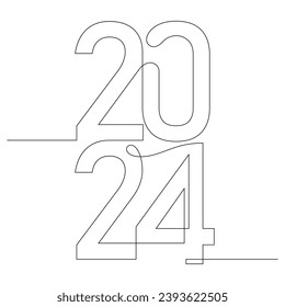 dibujo de una línea 2024 ilustración de línea delgada de continuidad del año
