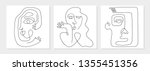 One line drawing abstract face. Modern continuous line art man and woman portrait, minimalist contour. Great for home decor such as posters, wall art, tote bag, t-shirt print, mobile case. Vector