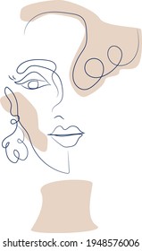 Una línea dibujando la cara abstracta. Retratos en estilo minimalista. Beaty Art