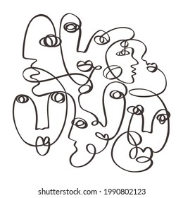 One line drawing abstract face abstract pattern