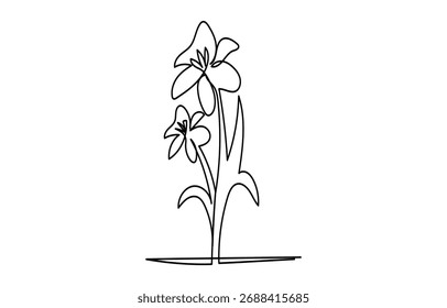  one line drawing. Abstract flower continuous line. Minimalist contour drawing of tulip