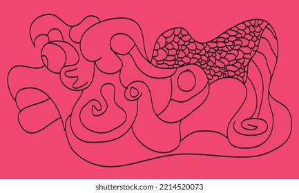 One line drawing abstract. Great for home decor such as posters, wall art, tote bags, t-shirt prints, cell phone cases. Eps10 Vector