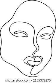 One Line Drawing Abstract Woman Face Stock Vector (royalty Free 