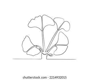 One line drawing abstract woman face, ginkgo biloba leaf, flower. Modern single line art, female portrait, aesthetic contour. Great for poster, wall art, tote bag, t-shirt print, sticker, logo. Vector