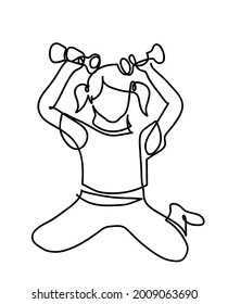 One line drawing of  active young girl exercising isolated on white
One continuous line drawing of  child girl doing fitness exercises 