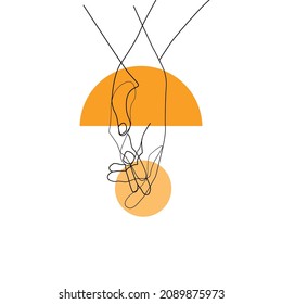 One line drawing, Adam and god hands, Printable wall art, Black and white sketch art, 