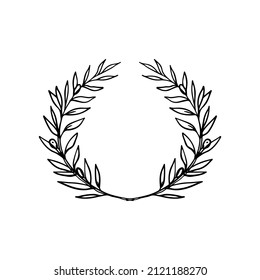 one line drawing of ancient greek olive wreath