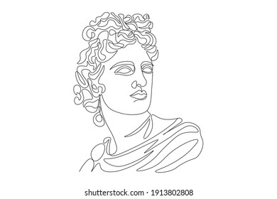 One Line Drawing Apollo Portrait Modern Stock Vector (royalty Free 