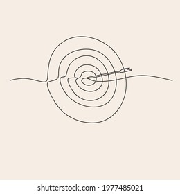 One line drawing of arrow on target circle.

