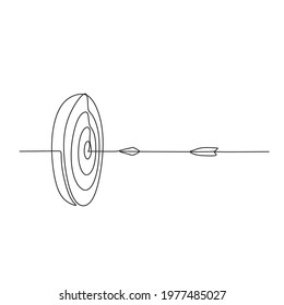 One line drawing of arrow on target circle.
