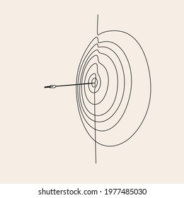 One line drawing of arrow on target circle.
