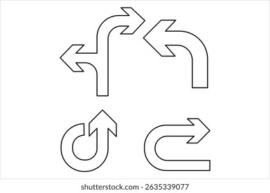Um desenho de uma linha do conjunto de setas símbolo contínuo de uma única linha arte seta design Vetor ilustração
