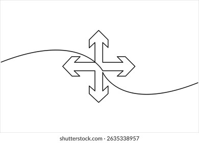 Um desenho de uma linha de símbolo de seta desenho de seta de uma única linha contínua ilustração vetorial