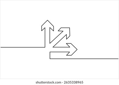 Um desenho de uma linha de símbolo de seta desenho de seta de uma única linha contínua ilustração vetorial
