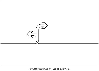 Um desenho de uma linha de símbolo de seta desenho de seta de uma única linha contínua ilustração vetorial
