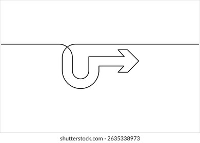 Um desenho de uma linha de símbolo de seta desenho de seta de uma única linha contínua ilustração vetorial