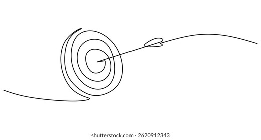 One Line Drawing Arrow Target Board. Focus Success Concept Minimalist Vector.