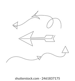 One line drawing of arrows Left and right linear arrows continuous line art illustration vector design