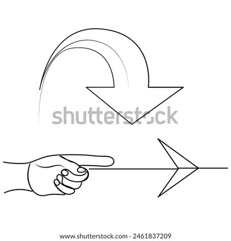 One line drawing of arrows Left and right linear arrows continuous line art illustration vector design