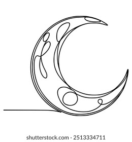 one line drawing art moon nature vector illustration template design
