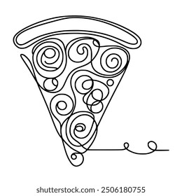 one line drawing art pizza slice vector illustration template design