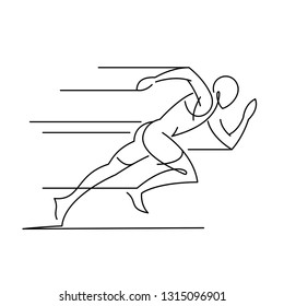 One Line Drawing Athlete Running Fast Stock Vector (Royalty Free ...