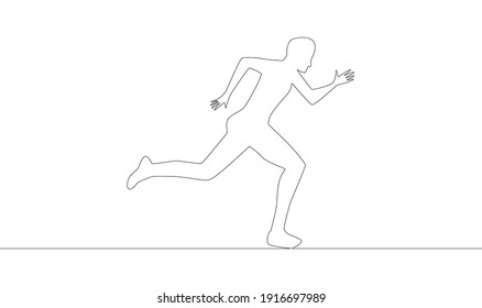 un dibujo de una línea de atleta corriendo rápido.