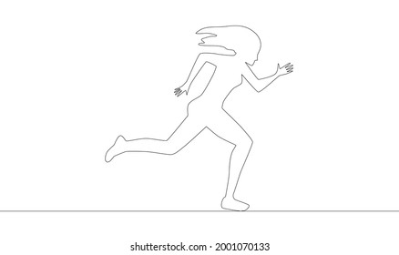 one line drawing of athlete running fast.