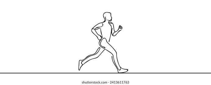 one line drawing of athlete running fast
