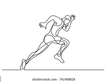 One Line Drawing Of Athlete Running Fast