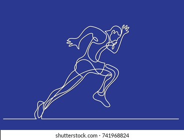 one line drawing of athlete running fast