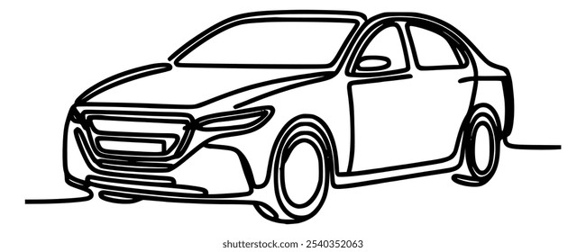 one line drawing automotive sedan car vehicle vector illustration template design