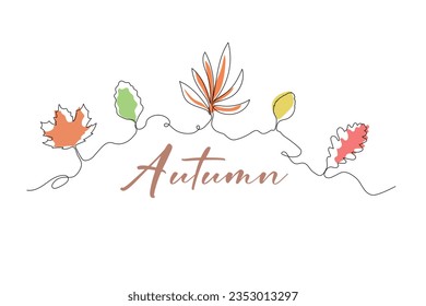 Un dibujo de una hoja de otoño. Tipo de guión de otoño y deja aislado en la ilustración del vector de fondo blanco.