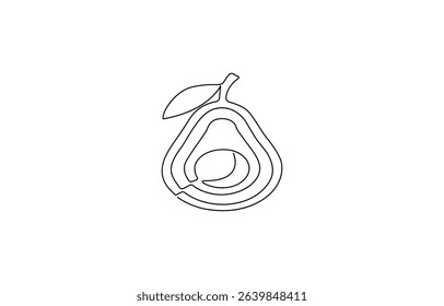 One line drawing background. Continuous line drawing of avocado. Vector illustration.  Continuous line drawing of avocado, continuous line of avocado fruit.