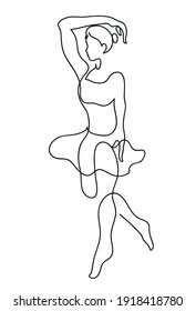 One line drawing of ballerina figure.
One continuous line drawing of ballet dancer.