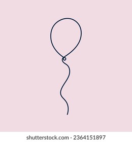Un globo de dibujo de línea sobre un fondo rosa claro. Arte de línea. Diseño de ilustración vectorial minimalista.