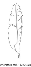 One line drawing banana leaf in line art style. Jungle foliage illustration vector. Contour drawing of Banana leaf. Tropical fashion interior decoration, postcards, creating logo printing on clothes.
