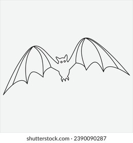 One line drawing bat art vector illustration