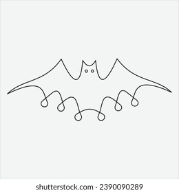 One line drawing bat art vector illustration