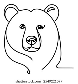 one line drawing bear head wild animal vector illustration template design