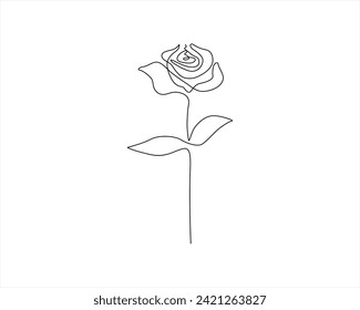one line drawing of beautiful flower. continuous line art Free Vector set of flowers Plants one line illustration Minimalist Prints illustration