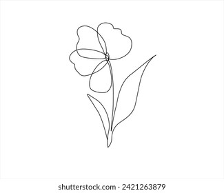 one line drawing of beautiful flower. continuous line art Free Vector set of flowers Plants one line illustration Minimalist Prints illustration